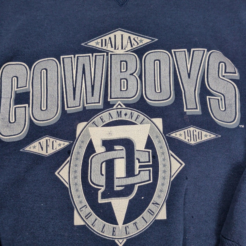 Vintage Dallas Cowboys Sweatshirt Navy Blue NFL Blokecore Blockette XL USA Made - Picture 2 of 7